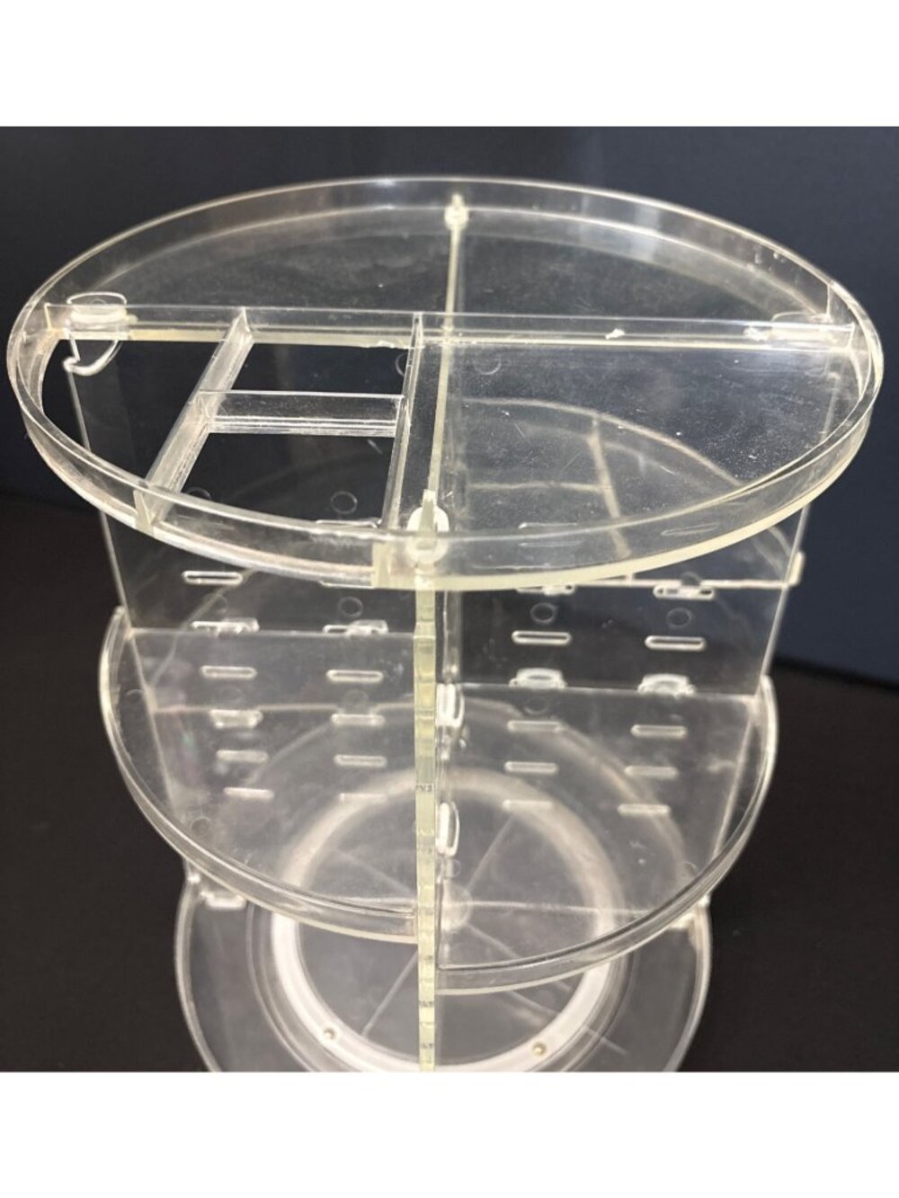 Clear Acrylic Makeup Organizer Storage Carousel With Adjustable Compartments - Picture 7 of 9